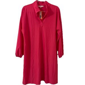 Jude Connally Shift Dress M Hot Pink Hibiscus Florence Jude Cloth Made In USA